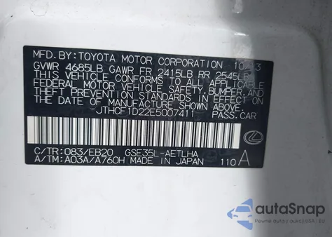 2014 Lexus Is 250 from USA, damaged, VIN JTHCF1D22E5007411